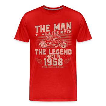 1968 Vintage Man Myth Legend Motorcycle - Men's Premium Organic T-Shirt - red - Front - Damien (186cm)