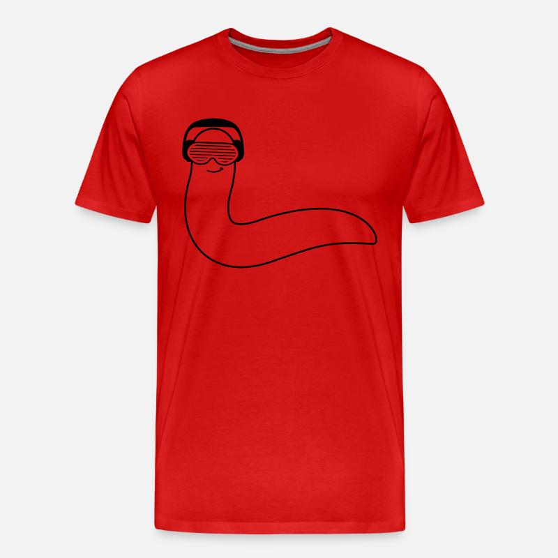 funky_dj_worm - Männer Premium Bio T-Shirt - Rot