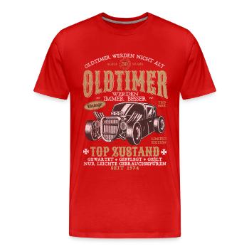 OLDTIMER WERDEN NICHT ALT 1974 50 JAHRE - Männer Premium Bio T-Shirt - Rot - Vorne - Damien (186cm)