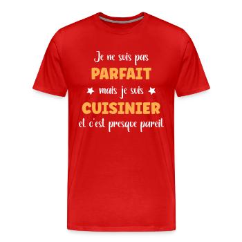 cuisinier - T-shirt bio Premium Homme - rouge - Devant - Damien (186cm)