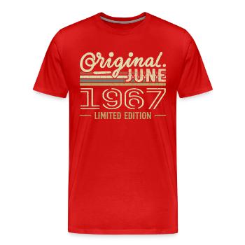 Juni 1967 Geburtstag Juni 1967 - geboren im Juni 1967 - Männer Premium Bio T-Shirt - Rot - Vorne - Damien (186cm)