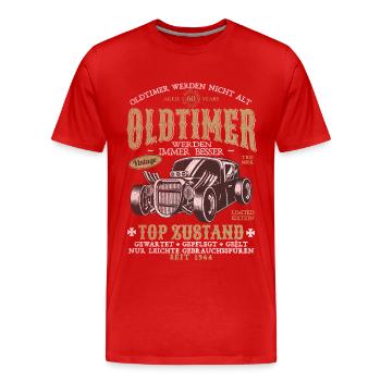 OLDTIMER WERDEN NICHT ALT 1964 60 JAHRE - Männer Premium Bio T-Shirt - Rot - Vorne - Damien (186cm)