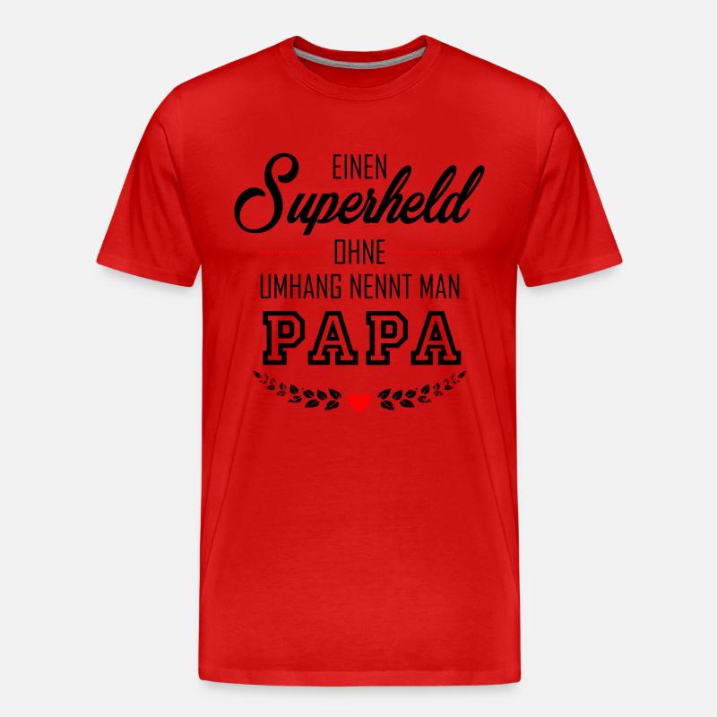 SUPERHELD PAPA - Männer Premium Bio T-Shirt - Rot