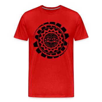 Maya - Männer Premium Bio T-Shirt - Rot - Vorne - Damien (186cm)