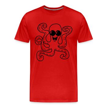 Lunettes de soleil de poulpe de calmar - T-shirt bio Premium Homme - rouge - Devant - Damien (186cm)