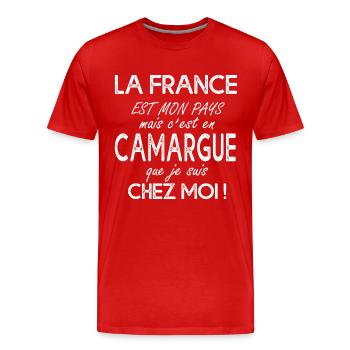 Camargue c'est chez moi cadeau humour camarguais - T-shirt bio Premium Homme - rouge - Devant - Damien (186cm)
