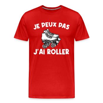 Je peux pas j’ai roller - T-shirt bio Premium Homme - rouge - Devant - Damien (186cm)