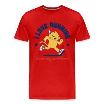 Ich liebe es, vor meinen Problemen davonzulaufen - Männer Premium Bio T-Shirt - Rot - Vorne - Damien (186cm)
