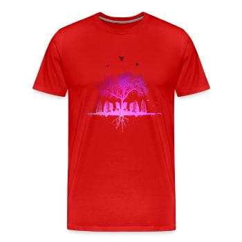 violet city / Natur Stadt Baum Wald Vögel - Männer Premium Bio T-Shirt - Rot - Vorne - Damien (186cm)