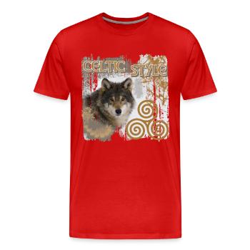 celts 9 with wolf and triskele - Men's Premium Organic T-Shirt - red - Front - Damien (186cm)