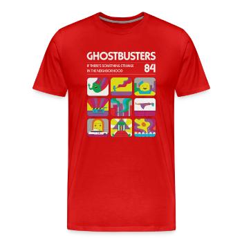 SOS Fantômes '84 Carreaux Rétro - T-shirt bio Premium Homme - rouge - Devant - Damien (186cm)