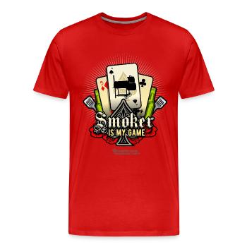 Smoker is my Game - Men's Premium Organic T-Shirt - red - Front - Damien (186cm)
