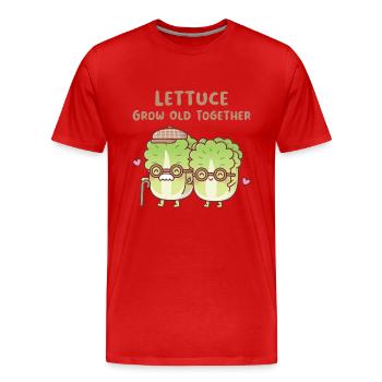 Mignon Laitue Couple Laitue Vieillir Ensemble - T-shirt bio Premium Homme - rouge - Devant - Damien (186cm)