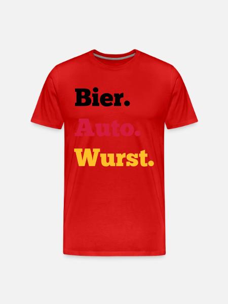 Bier Auto Wurst - Männer Premium Bio T-Shirt - Rot