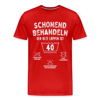 Der alte Lappen ist 40 - Männer Premium Bio T-Shirt - Rot - Vorne - Damien (186cm)