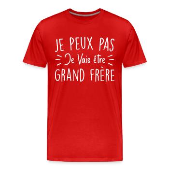 Ich kann nicht, ich werde ein großer Bruder sein - Männer Premium Bio T-Shirt - Rot - Vorne - Damien (186cm)