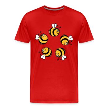 Bee funny thick circular ring - Men's Premium Organic T-Shirt - red - Front - Damien (186cm)