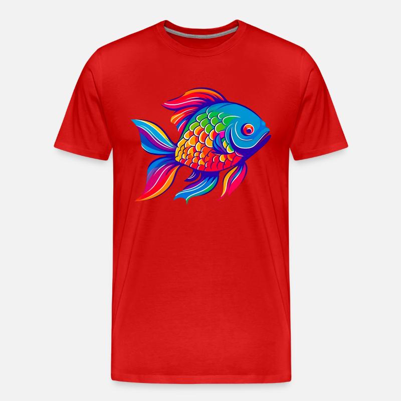 Regenbogen Goldfisch - Männer Premium Bio T-Shirt - Rot