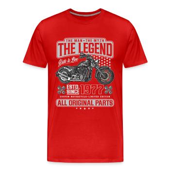 1977 Vintage Man Myth Legend Moto - T-shirt bio Premium Homme - rouge - Devant - Damien (186cm)