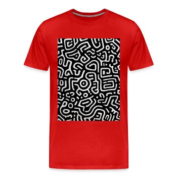 Abstract Pattern | Organic Shapes - Männer Premium Bio T-Shirt - Rot - Vorne - Damien (186cm)