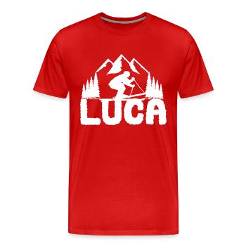 Ski Skifahrer Vorname Luca Skier Wintersport - Männer Premium Bio T-Shirt - Rot - Vorne - Damien (186cm)
