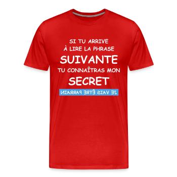 je vais être parrain - T-shirt bio Premium Homme - rouge - Devant - Damien (186cm)