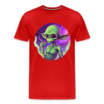 Extraterrestre cool avec joint - T-shirt bio Premium Homme - rouge - Devant - Damien (186cm)