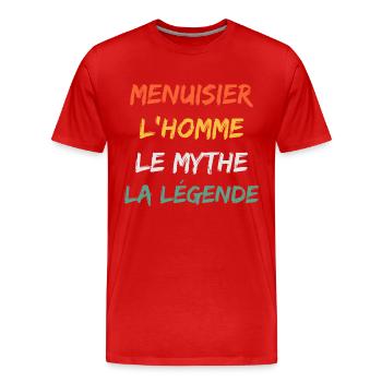menuisier - T-shirt bio Premium Homme - rouge - Devant - Damien (186cm)