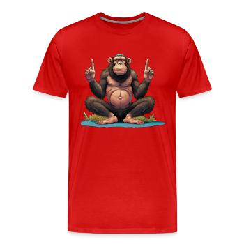Yogi Affe - Männer Premium Bio T-Shirt - Rot - Vorne - Damien (186cm)