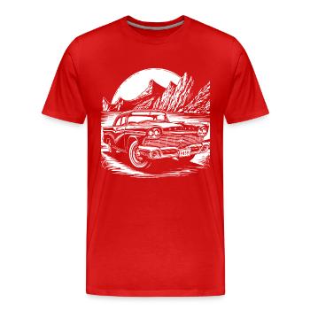 Vintage Classic Car Shirt – Retro Auto T-Shirt - Men's Premium Organic T-Shirt - red - Front - Damien (186cm)