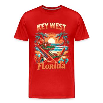 Chemise de vacances cool en Floride avec motif alligator - T-shirt bio Premium Homme - rouge - Devant - Damien (186cm)