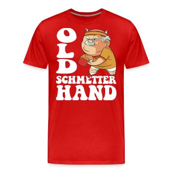 Old butterfly hand outfit for table tennis players - Men's Premium Organic T-Shirt - red - Front - Damien (186cm)