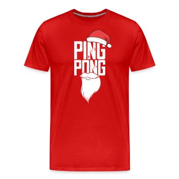 Ping Pong Christmas Hat Table Tennis Bat - Men's Premium Organic T-Shirt - red - Front - Damien (186cm)