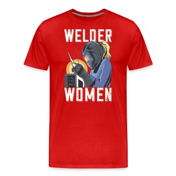 Welder outfit for welders - Men's Premium Organic T-Shirt - red - Front - Damien (186cm)