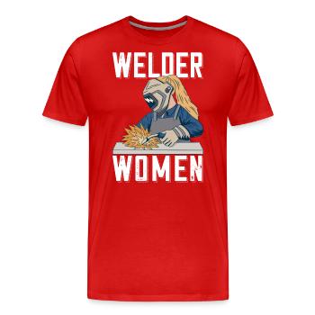 Welder outfit for welders - Men's Premium Organic T-Shirt - red - Front - Damien (186cm)