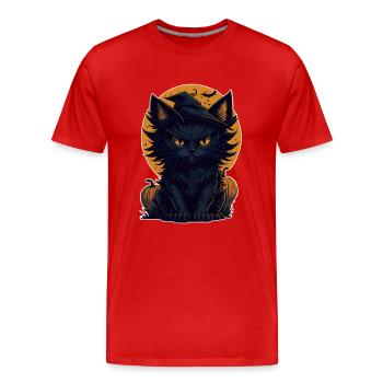 Chat Chat Noir Halloween - T-shirt bio Premium Homme - rouge - Devant - Damien (186cm)