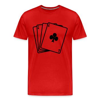 Poker - Karten - Männer Premium Bio T-Shirt - Rot - Vorne - Damien (186cm)