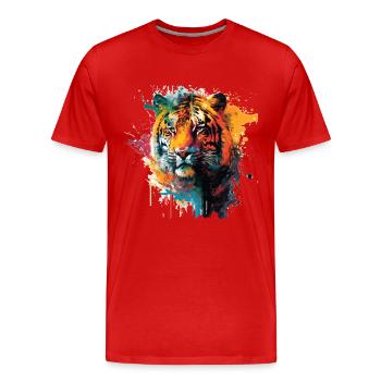 Tigerkopf Geschenk - Männer Premium Bio T-Shirt - Rot - Vorne - Damien (186cm)