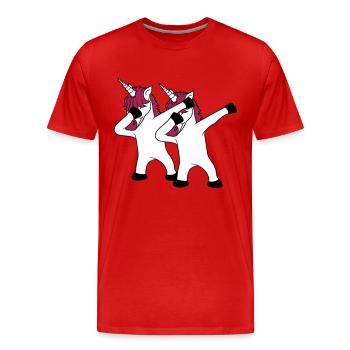2 friends team couple crew party celebrate club dabbing - Men's Premium Organic T-Shirt - red - Front - Damien (186cm)