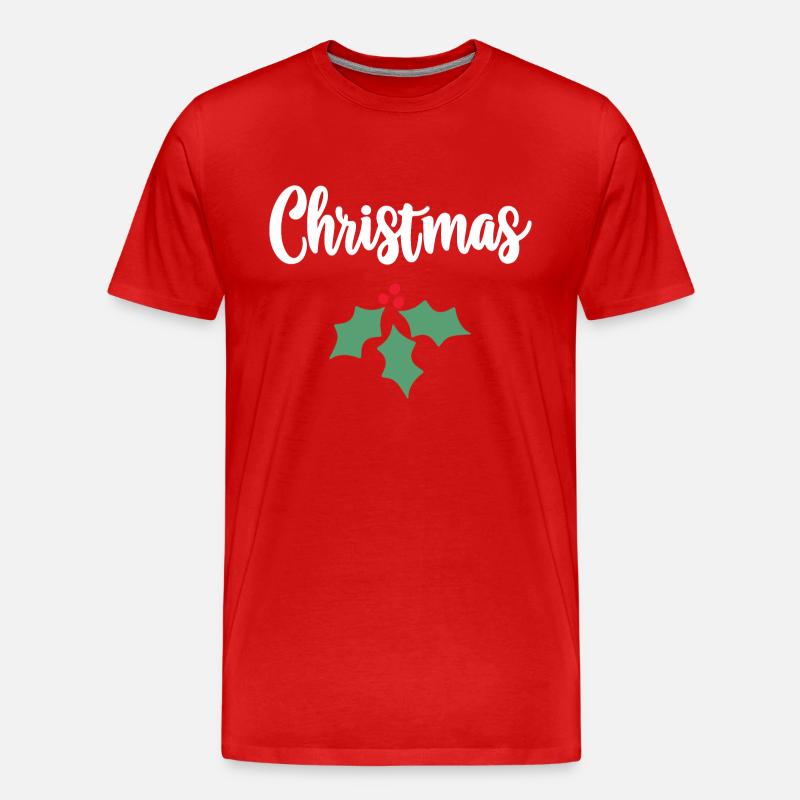 Weihnachts-Stechpalme - Männer Premium Bio T-Shirt - Rot