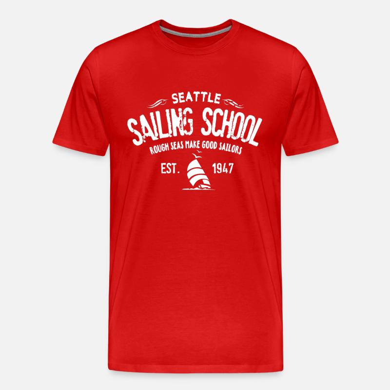 Seattle Segelschule - Männer Premium Bio T-Shirt - Rot
