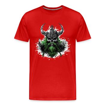 Crâne d’Odin viking - T-shirt bio Premium Homme - rouge - Devant - Damien (186cm)