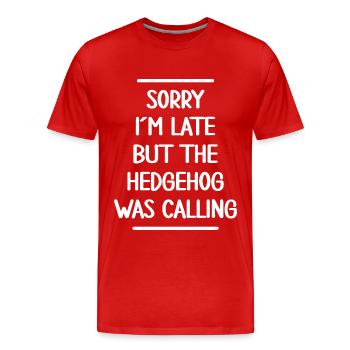 Hedgehog hedgehog friend saves hedgehog family - Men's Premium Organic T-Shirt - red - Front - Damien (186cm)