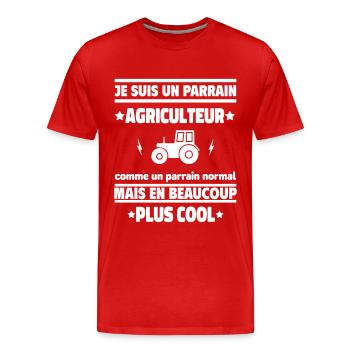 Je suis un parrain agriculteur plus cool - T-shirt bio Premium Homme - rouge - Devant - Damien (186cm)