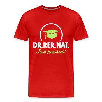 Doctor - Just finished! - Men's Premium Organic T-Shirt - red - Front - Damien (186cm)
