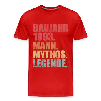 30 Jahre Geburtstag Baujahr 1993 Vintage Geschenk - Männer Premium Bio T-Shirt - Rot - Vorne - Damien (186cm)
