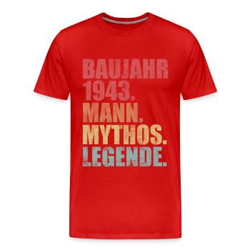 80 Jahre Geburtstag Baujahr 1943 Vintage Geschenk - Männer Premium Bio T-Shirt - Rot - Vorne - Damien (186cm)
