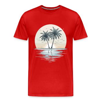Sunset Palm Beach - Men's Premium Organic T-Shirt - red - Front - Damien (186cm)