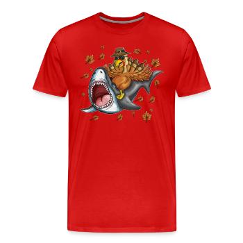 Turkey Great White Shark Thanksgiving Children's Shirt - Men's Premium Organic T-Shirt - red - Front - Damien (186cm)
