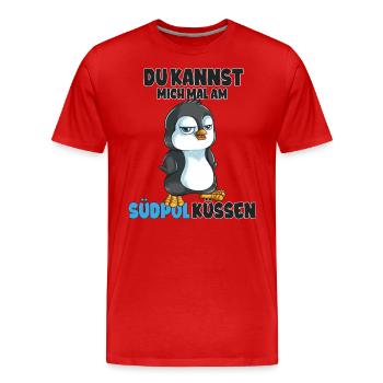 Kannst mich mal am Südpol küssen Pinguine - Männer Premium Bio T-Shirt - Rot - Vorne - Damien (186cm)